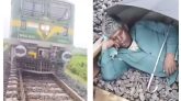 রেল লাইনে ঘুমন্ত ব্যক্তিকে দেখে থামল ট্রেন, ভিডিও ভাইরাল